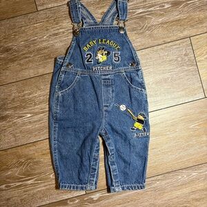 Vintage Baseball Bear Denim Overalls